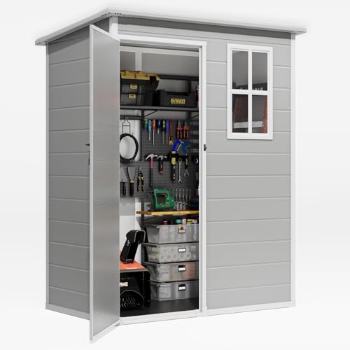 Grey Resin Storage Shed with Floor T46032