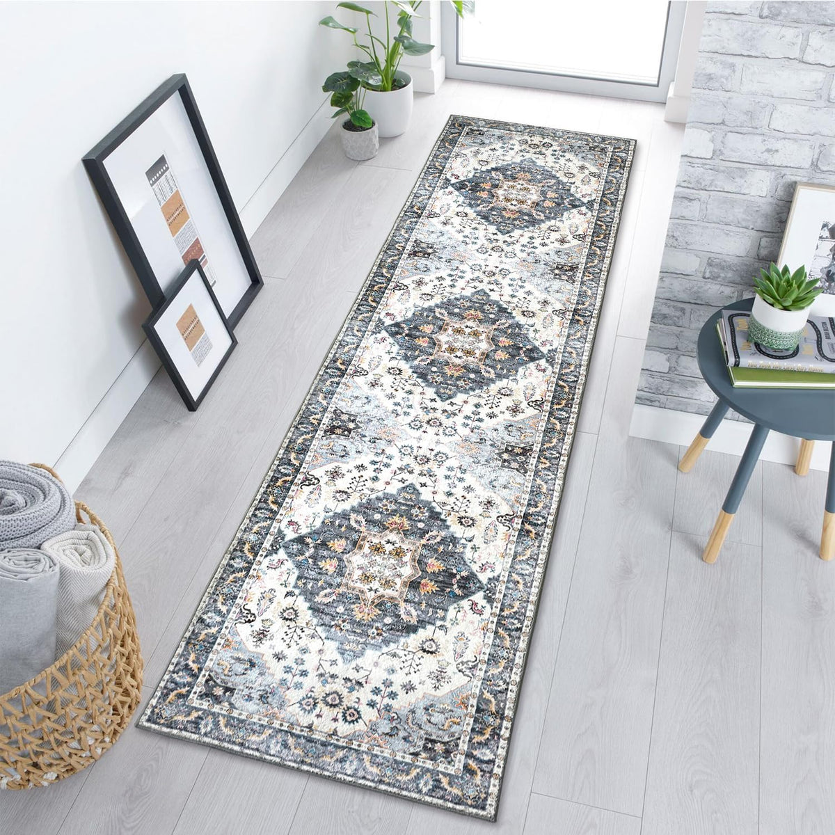Washable Runner Rug with Rubber Backing X968