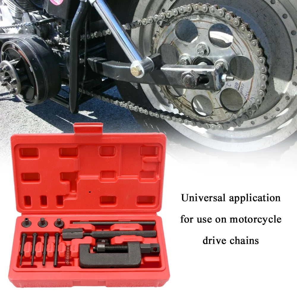 Motorcycle Chain Breaker Splitter Link Riveter Tool Set with Carry Box B6019