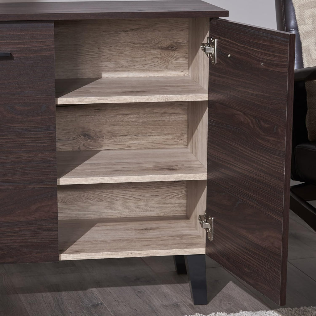Modern 3-Shelf Faux Wood Cabinet V10011
