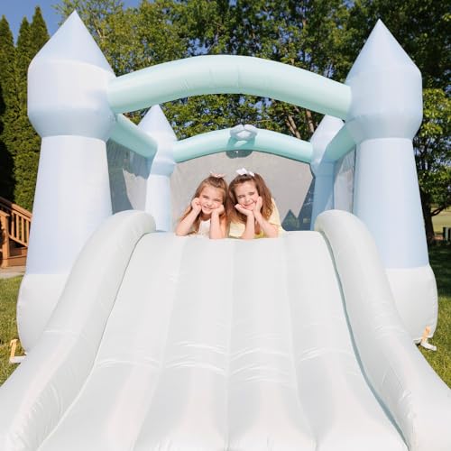 Pastel Bouncy Castle with Slide, 12 ft L x 9 ft W x 7 ft H, UL Blower Included U10361