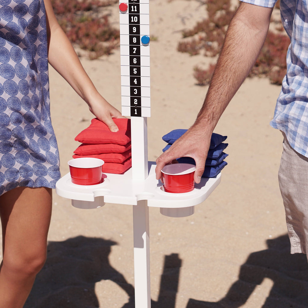 White Outdoor Game Score Keeper and Drink Stand Set M49566