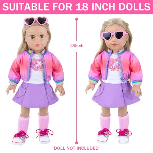18 Inch Doll Clothes and Makeup Accessories Set with Rainbow Backpack J845