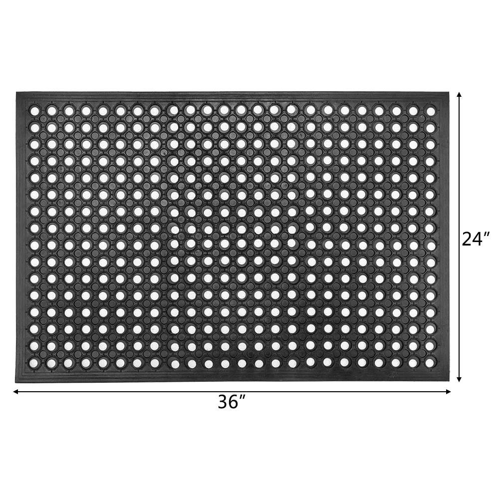 60" x 36" Anti-Fatigue Non-Slip Rubber Floor Mat with Holes F98664