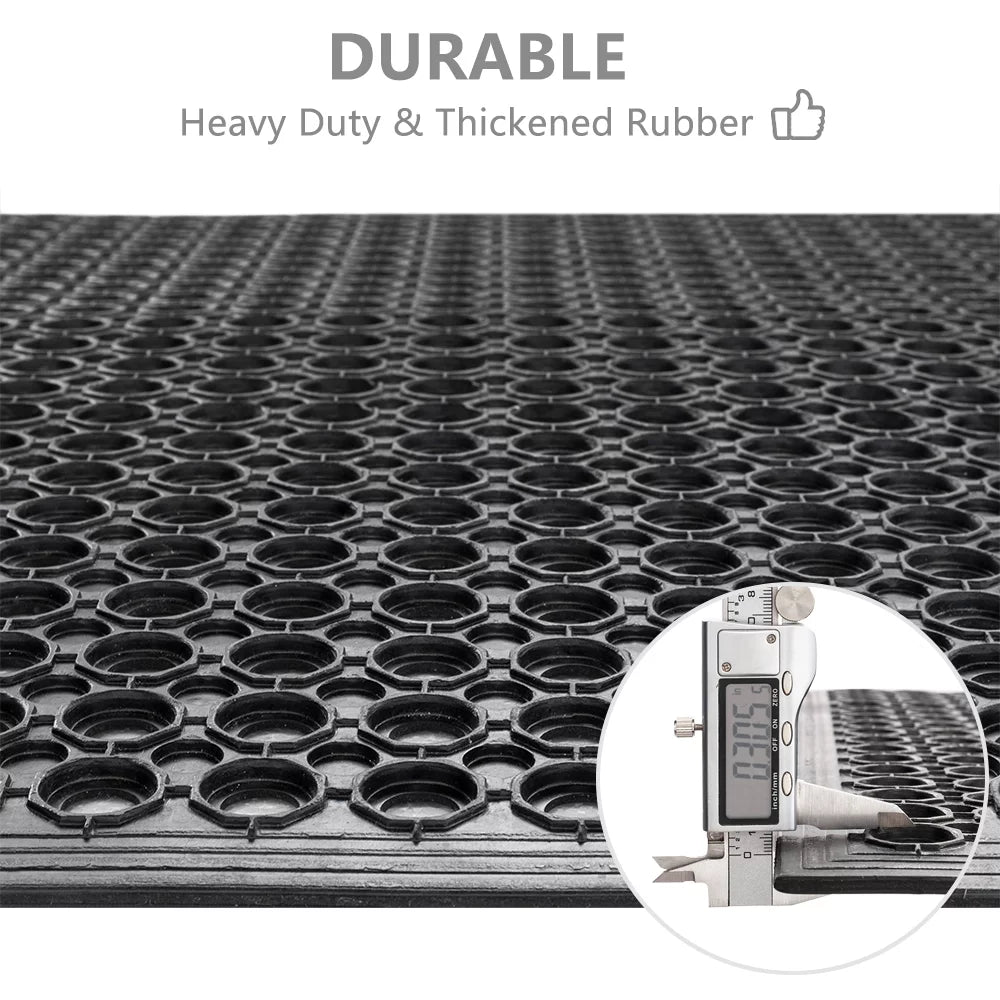 60" x 36" Anti-Fatigue Non-Slip Rubber Floor Mat with Holes F98664