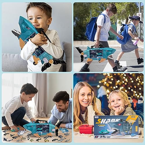 18 Pcs Sea Animal Toys with 2 Toy Trucks and 2 Cars M804119