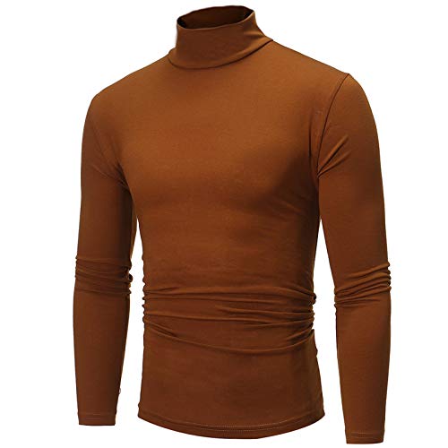 Men Turtleneck Long Sleeve T Shirt Slim Fit Solid Thermal Tops U340493