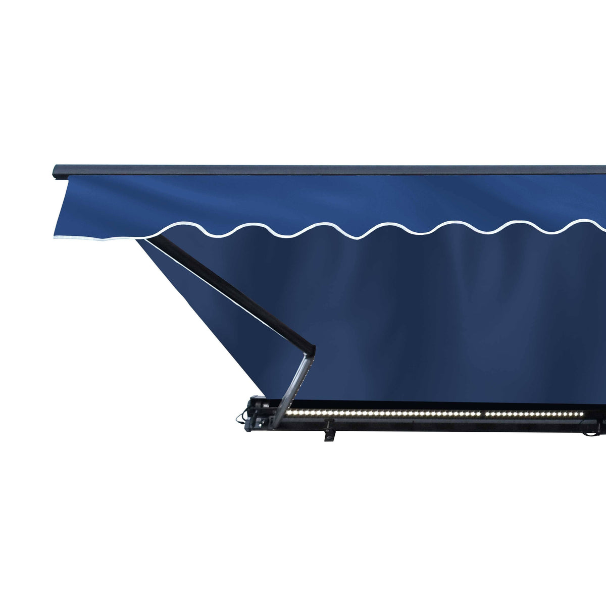 Motorized LED 13 x 10 ft. Half Cassette Retractable Awning Blue C17957