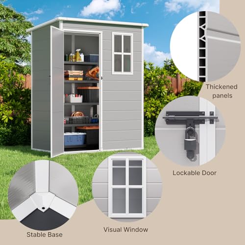 Grey Resin Storage Shed with Floor T46032