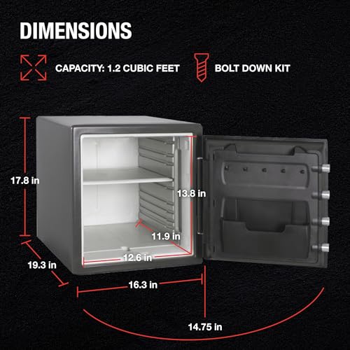 Fireproof Waterproof Steel Home Safe with Dial Combination Lock, Black Y1105