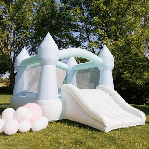 Pastel Bouncy Castle with Slide, 12 ft L x 9 ft W x 7 ft H, UL Blower Included U10361
