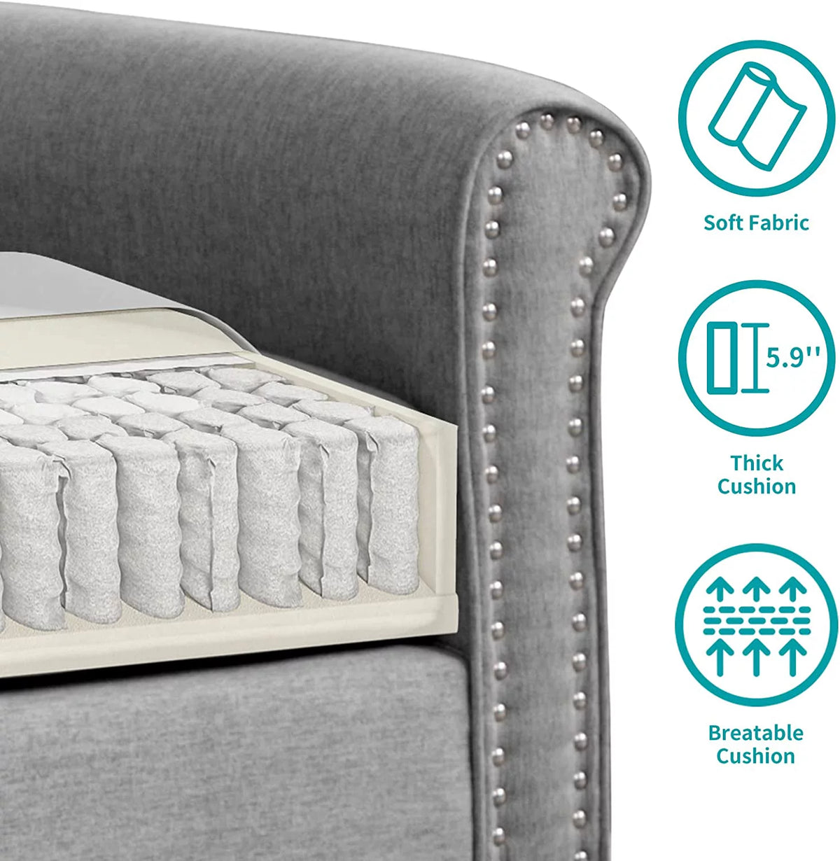 2 Piece Soft Sofa Loveseat Set, Light Grey V930279