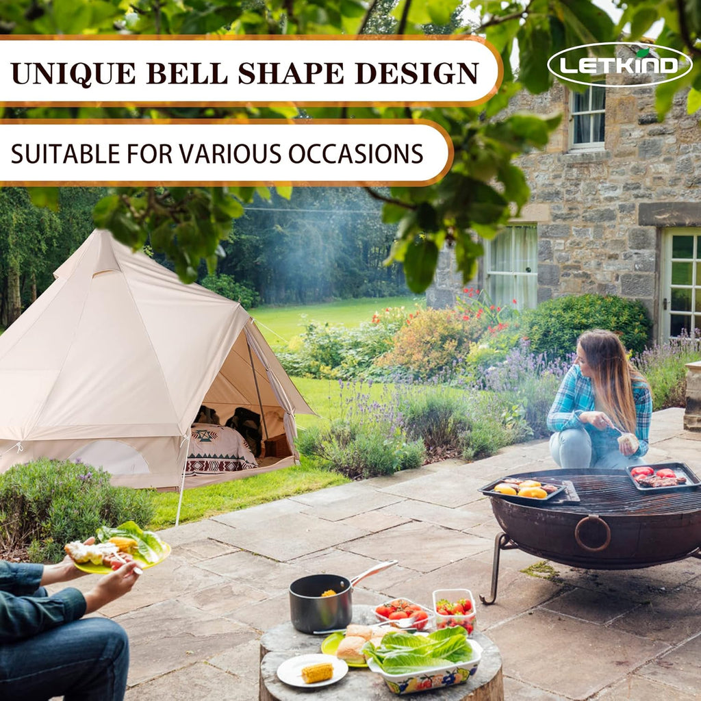 Canvas Tent with Stove Jack, 4 Season Waterproof Cotton Bell Tent Y821