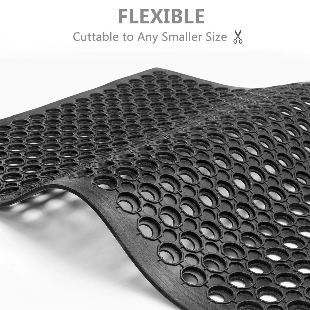 60" x 36" Anti-Fatigue Non-Slip Rubber Floor Mat with Holes F98664