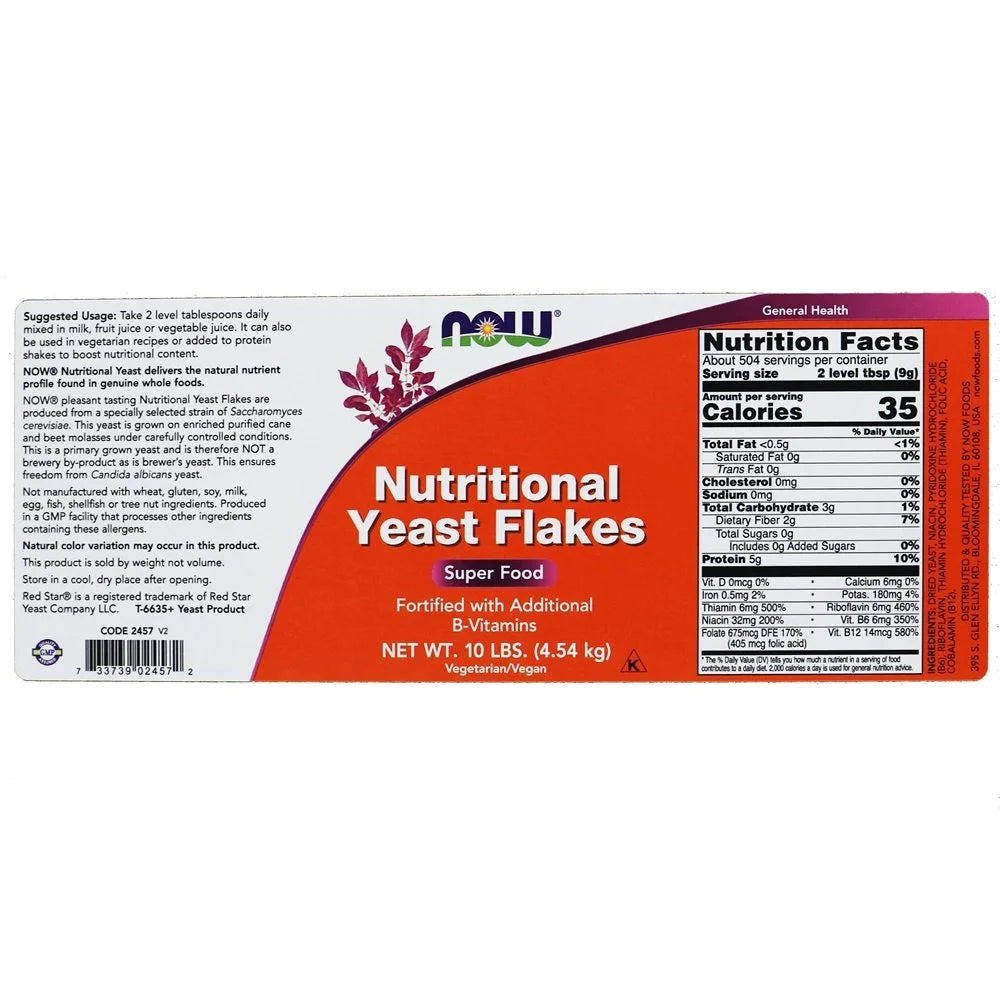 Nutritional Yeast Flakes 10-Pounds Fortified B-Vitamins Supplement J699
