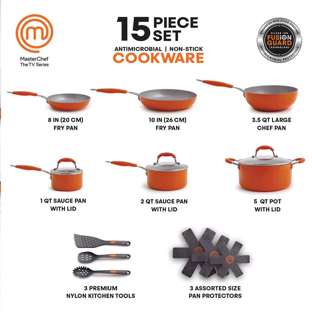 15 Pieces Orange Cookware Set H108855
