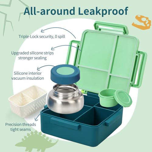 Green Insulated 4 Compartment Bento Box X50658