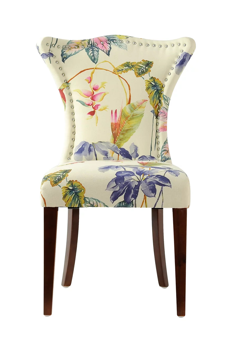 Off White Floral Fabric Accent Chair G4790