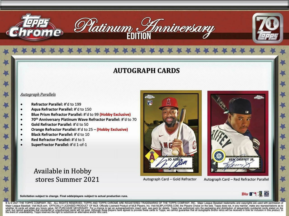 Topps Chrome Baseball Platinum Anniversary Hobby I3086