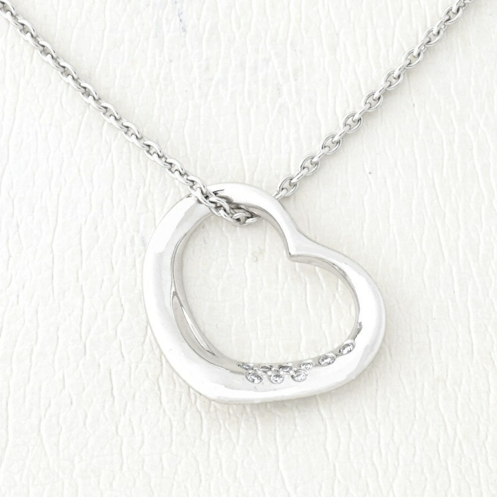 Tiffany pendant necklace open heart platinum diamond 41 cm R74527