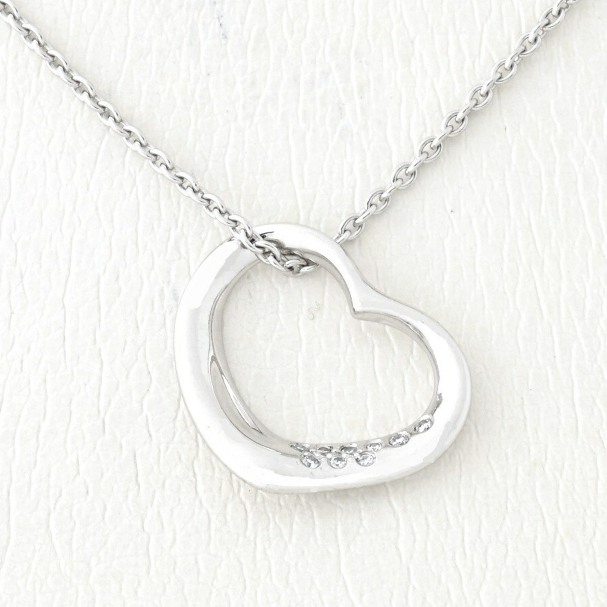 Tiffany pendant necklace open heart platinum diamond 41 cm R74527