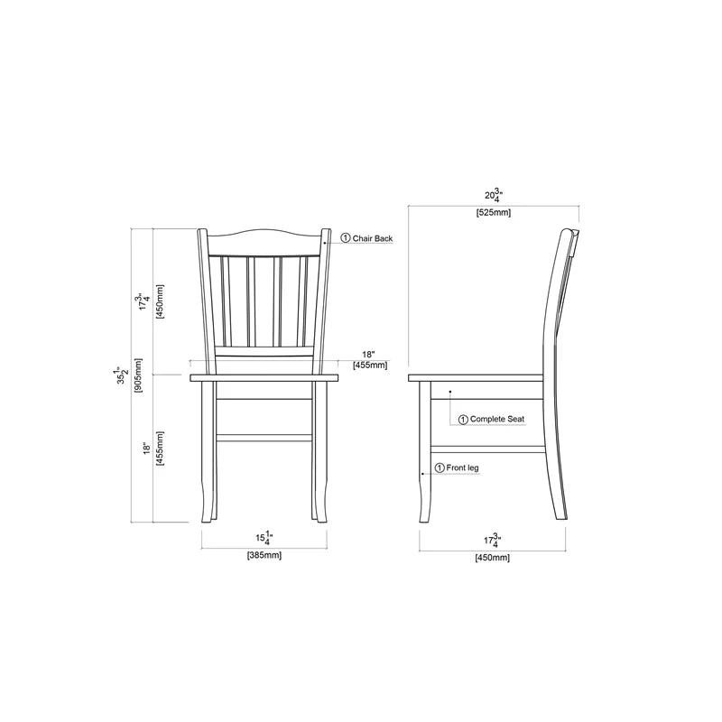 Wood Dining Chairs Set of 2 Oak Finish W755049