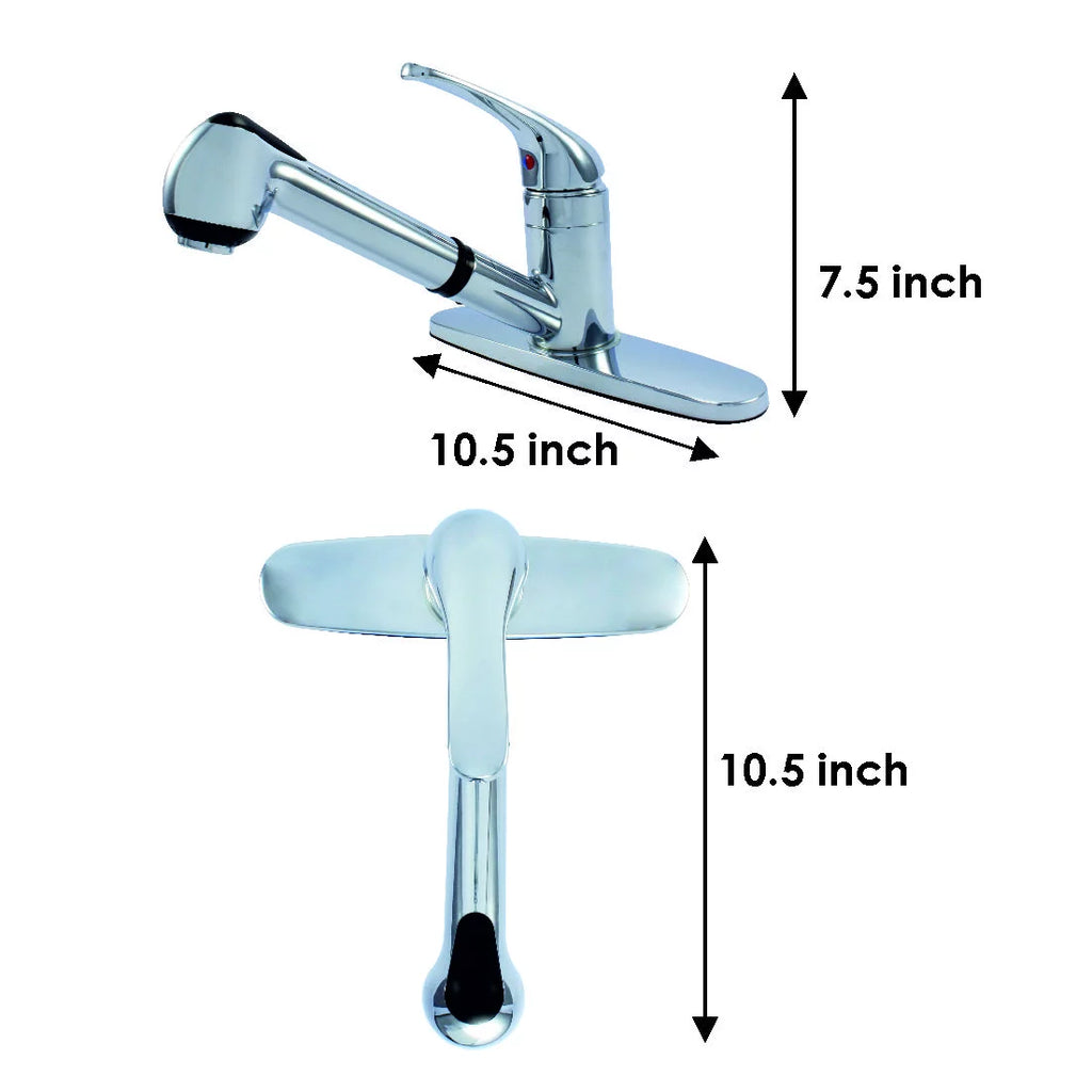 Hybrid Metal Kitchen Sink Faucet with Pull Out Sprayer E898584