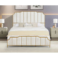 King Size Velvet White Upholstered Platform Bed Frame T2962