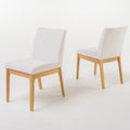 Light Beige Fabric Oak Upholstered Dining Chairs, Set of 2 X589444
