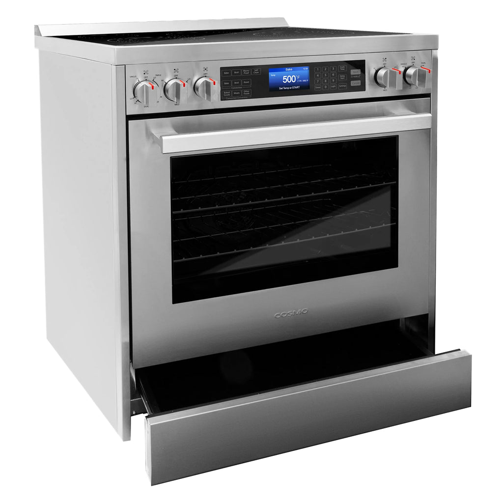 2 Piece Kitchen Appliance Bundle with 30" Electric Range and 30" Wall Mount Range Hood C4822