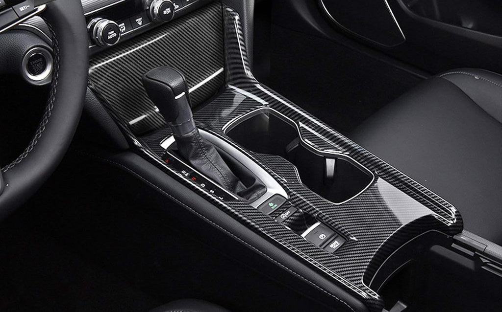 Interior Gear Shift Box Water Cup Holder Panel Cover Trim ABS Carbon Fiber Style H23977