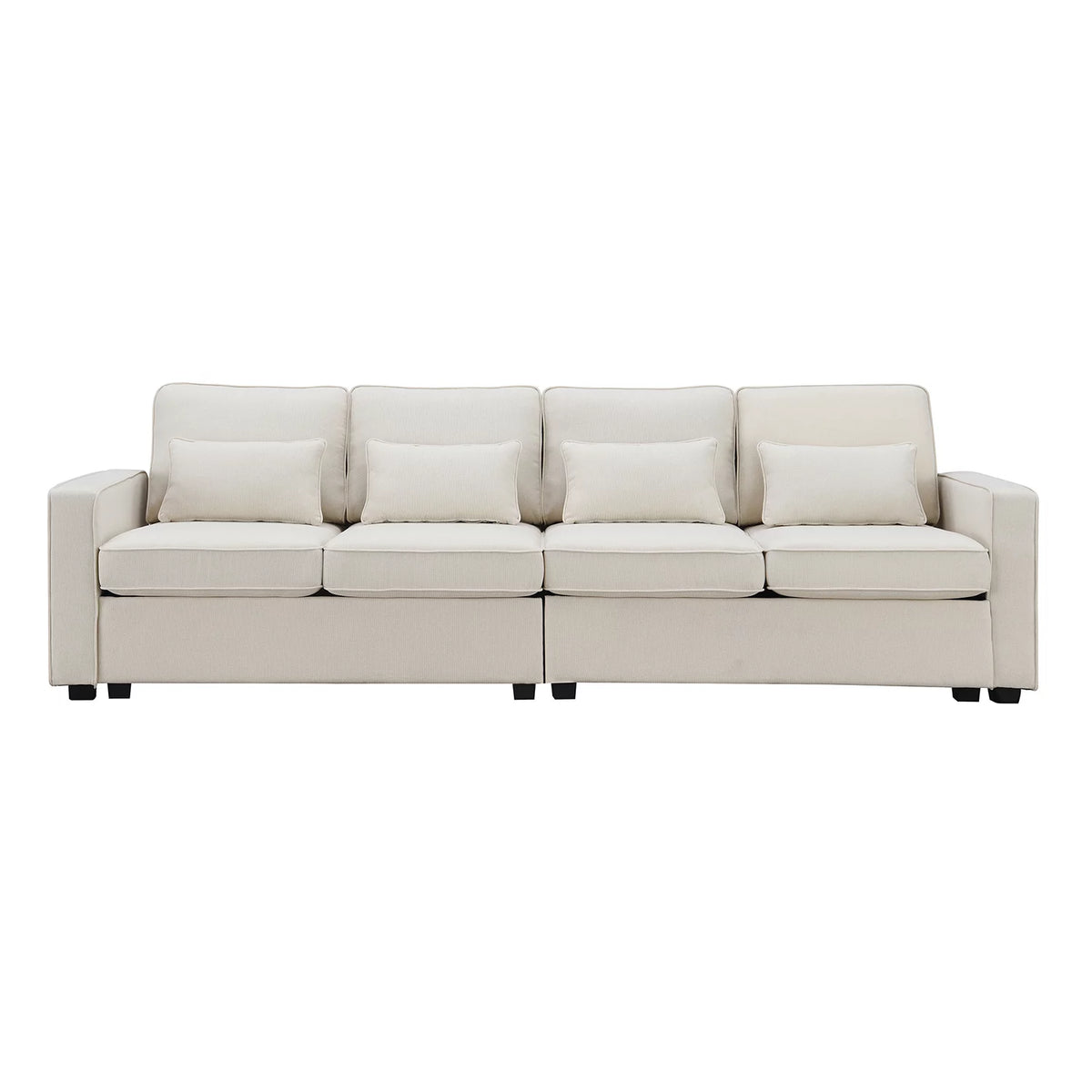 Beige Linen 4 Seater Sofa with Pillows N144483