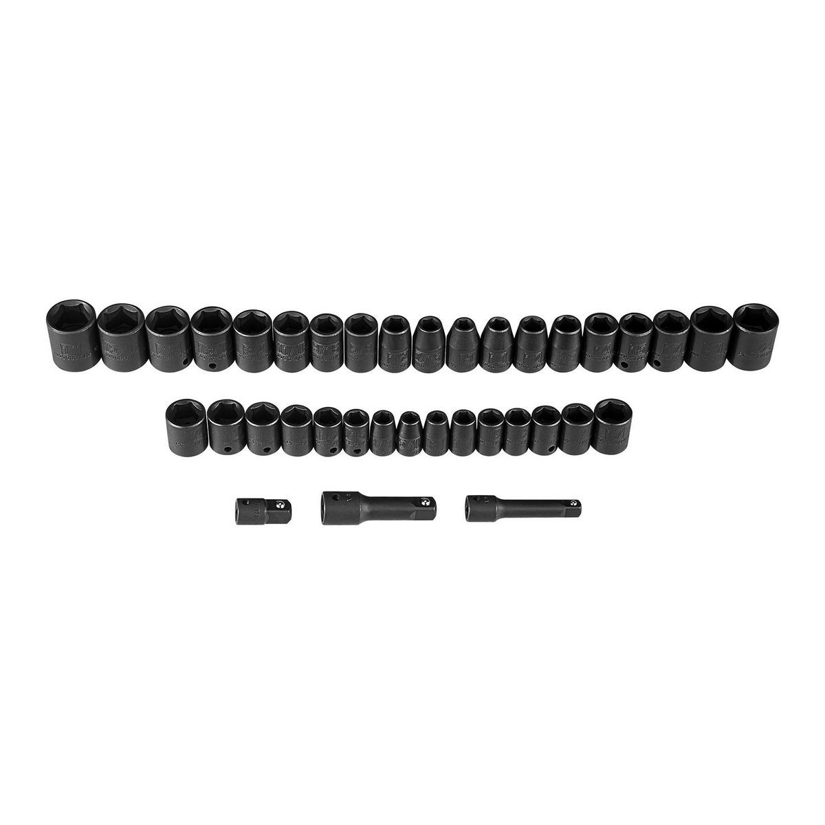 3/8 in., 1/2 in. Drive SAE and Metric Impact Socket Set, 37 Piece N888482