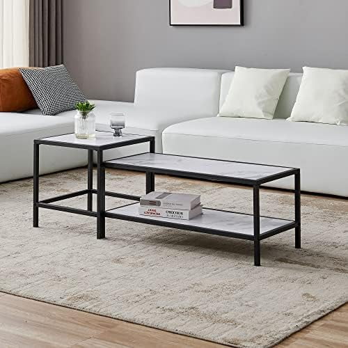 Set of 2 Faux Marble Nesting Coffee Table E76173
