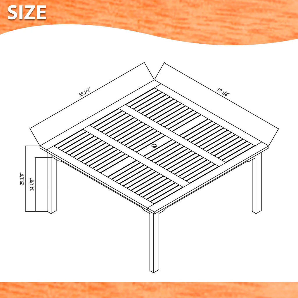 9-Piece Square Solid Wood Patio Dining Set G51767