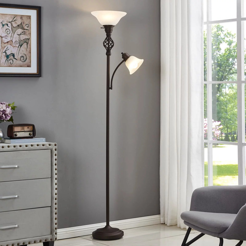 Torchiere Floor Lamp with Glass Shade, Bulbs Included V396963