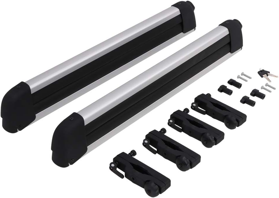 Lockable Cross Bars Carrier & Ski Snowboard Racks Kit Y7613
