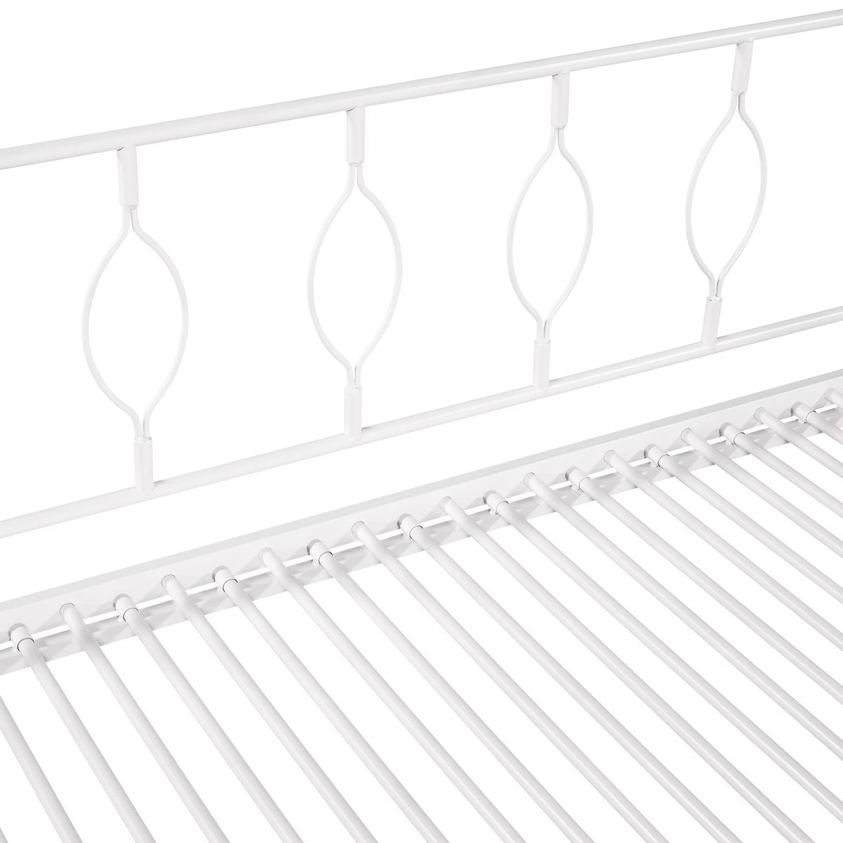 White Twin Size Metal Daybed with Trundle O54811