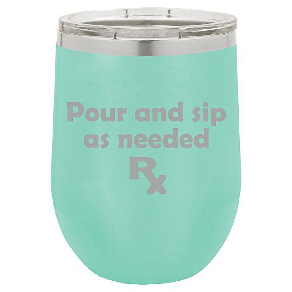 12 oz Double Wall Vacuum Insulated Stainless Steel Stemless Wine Tumbler with Lid V2349