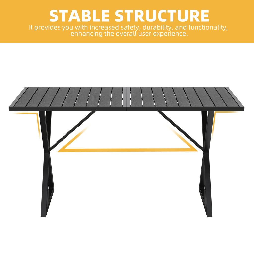 59in Black Metal Outdoor Dining Table Q51427