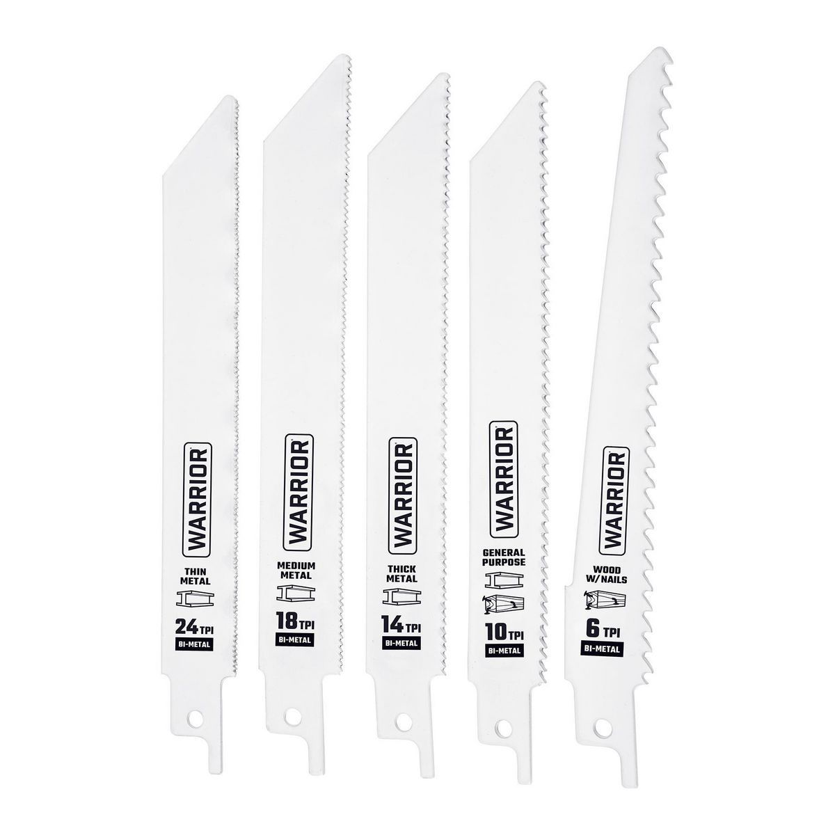 6 in. Bi-Metal Reciprocating Saw Blade Set, 5 Piece A722