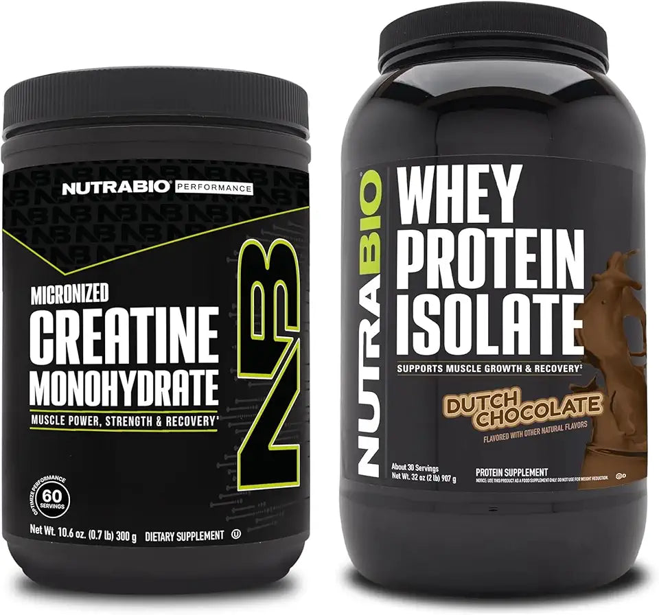 Unflavored Creatine Monohydrate and Dutch Chocolate Whey Protein Isolate T960787