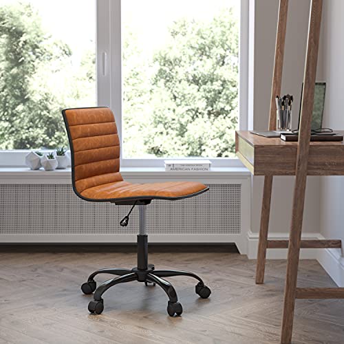 White Ribbed Upholstered Vinyl Swivel Desk Chair T902