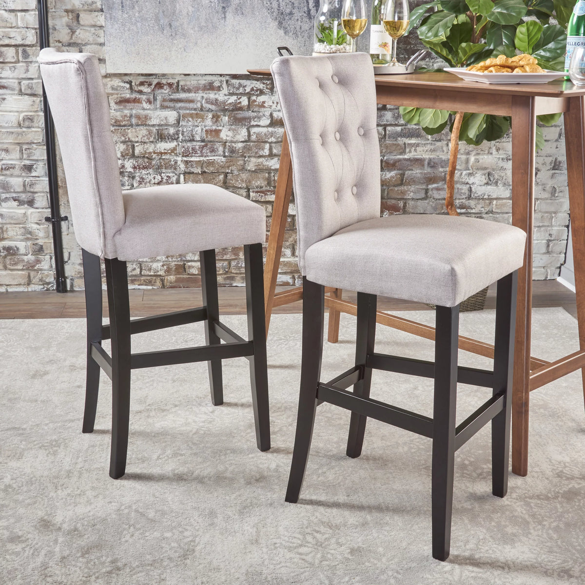 Wheat Fabric Barstools Set of 2 Y9080