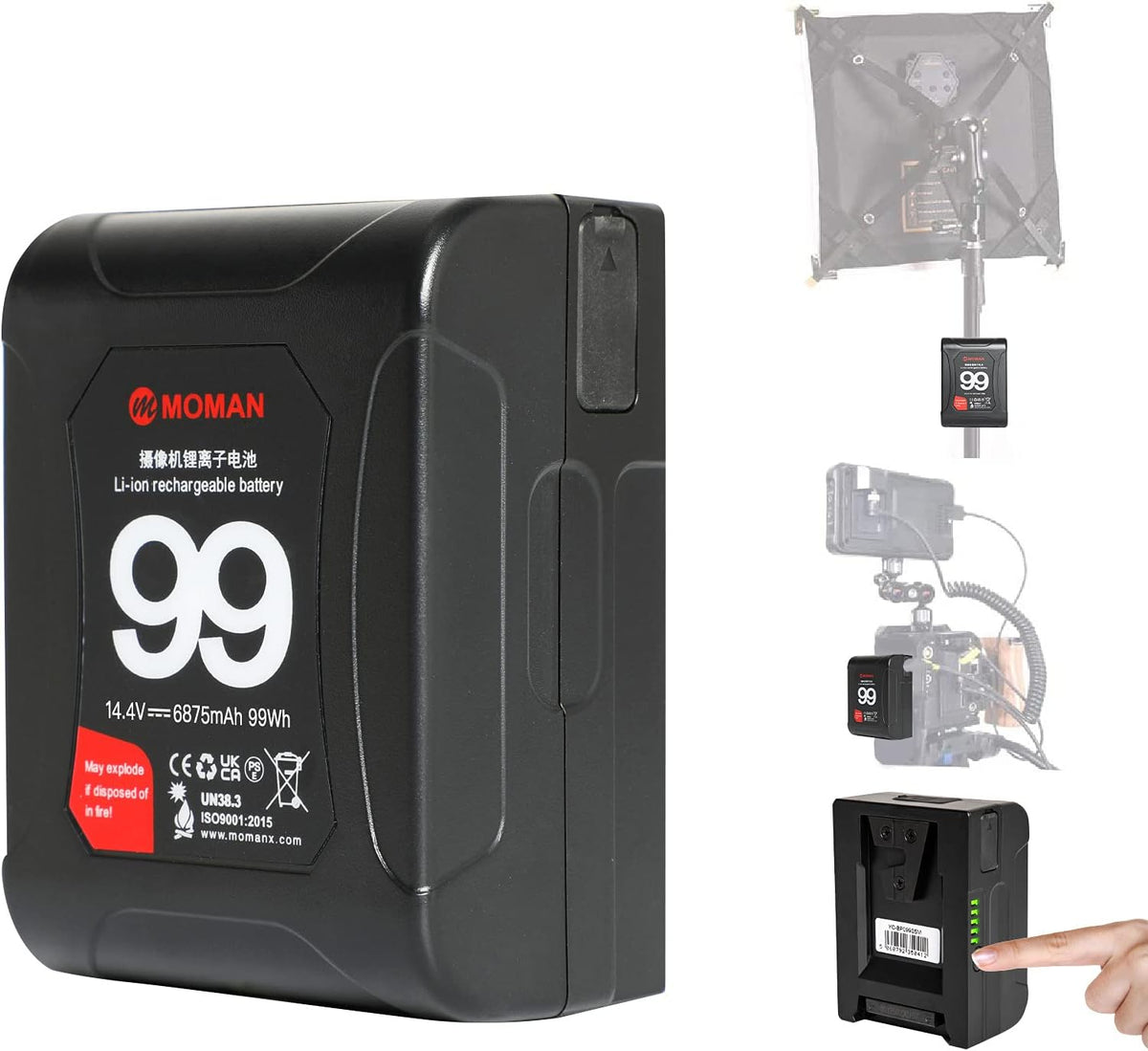 Moman Mini V Mount Battery 99Wh 15A with Dual D-Tap & USB Outputs J7433