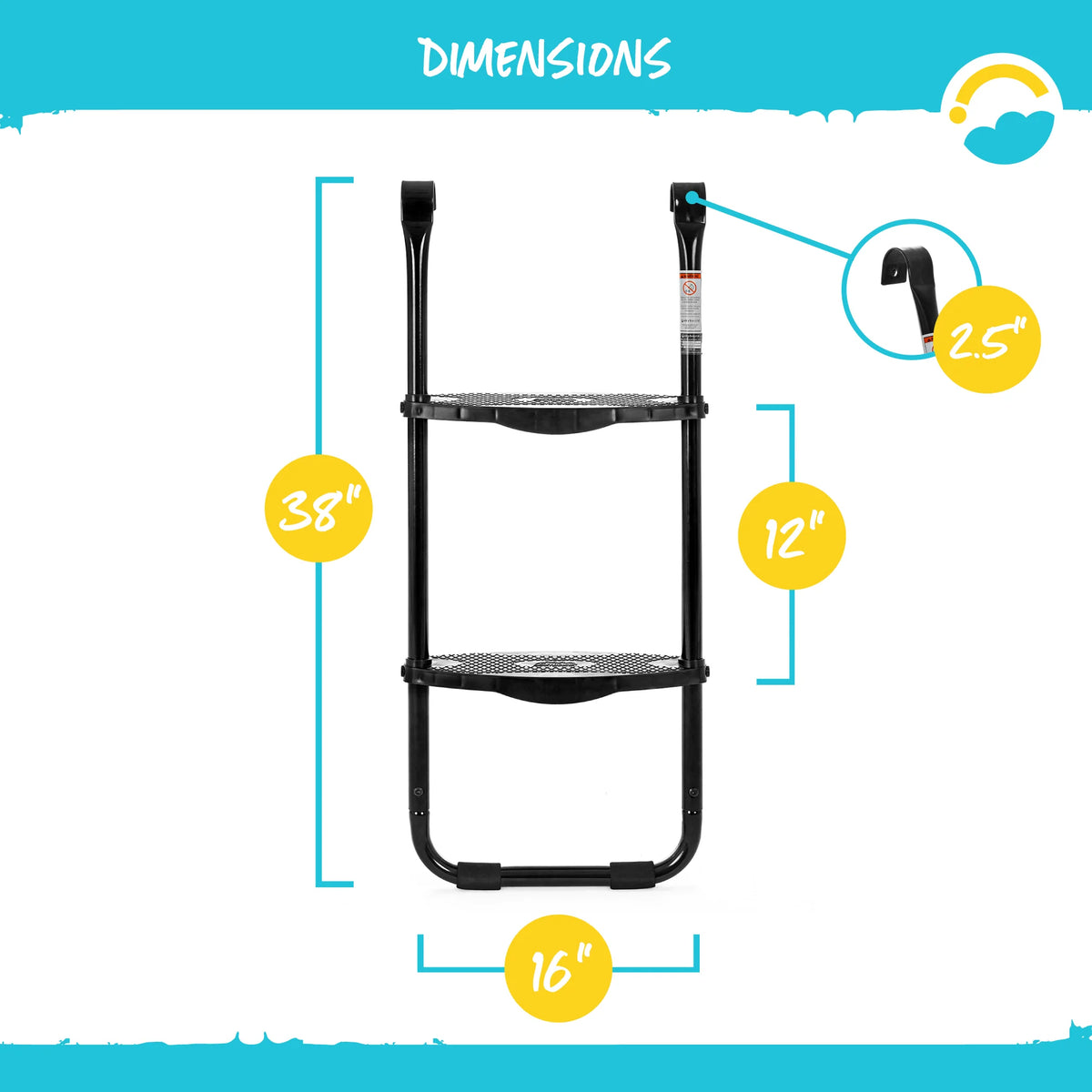 Heavy Duty 2 Step Trampoline Ladder, 38 x 16 x 2.5 inches P95191