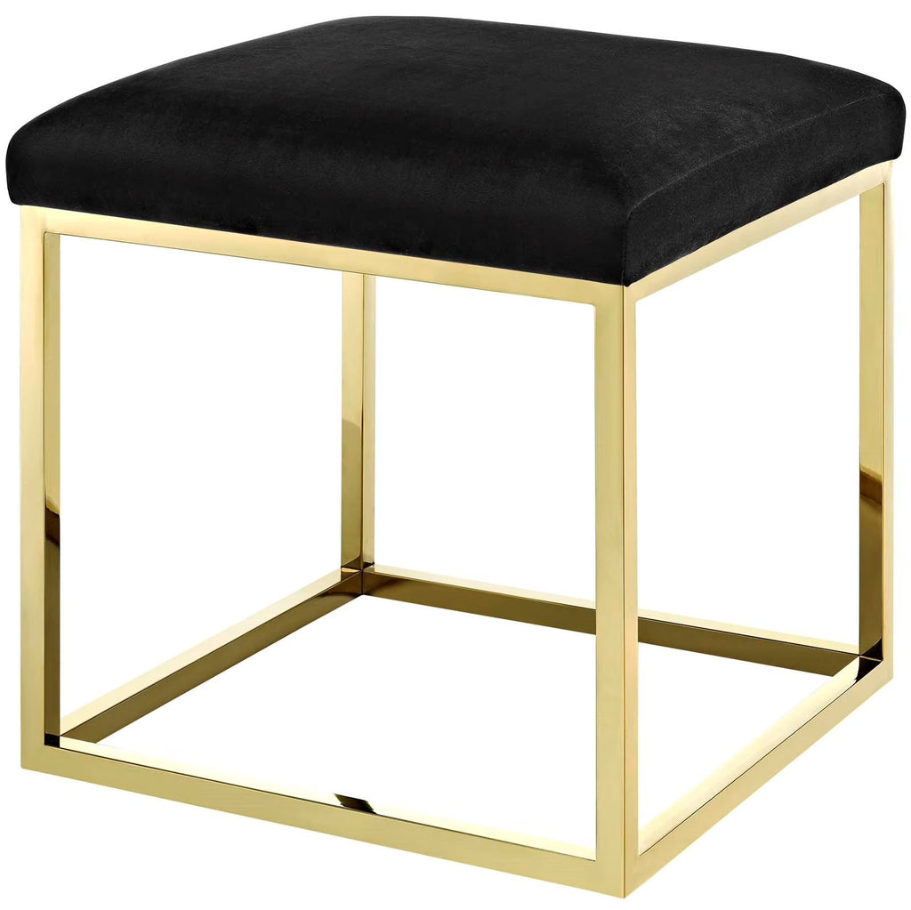 Gold Black Velvet Accent Chair Ottoman V339475