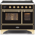 40 Induction Range with Electric Oven in Glossy Black with Brass Trim U503