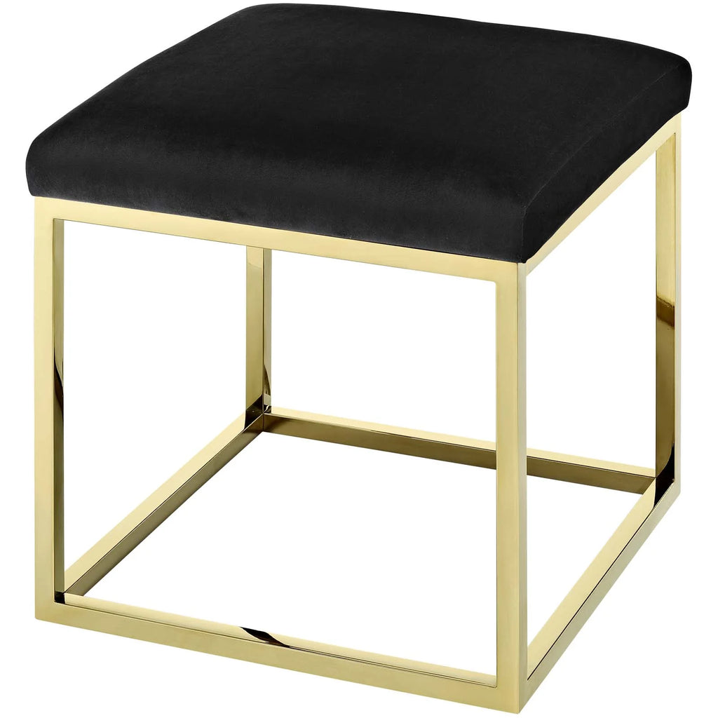 Gold Black Velvet Accent Chair Ottoman V339475