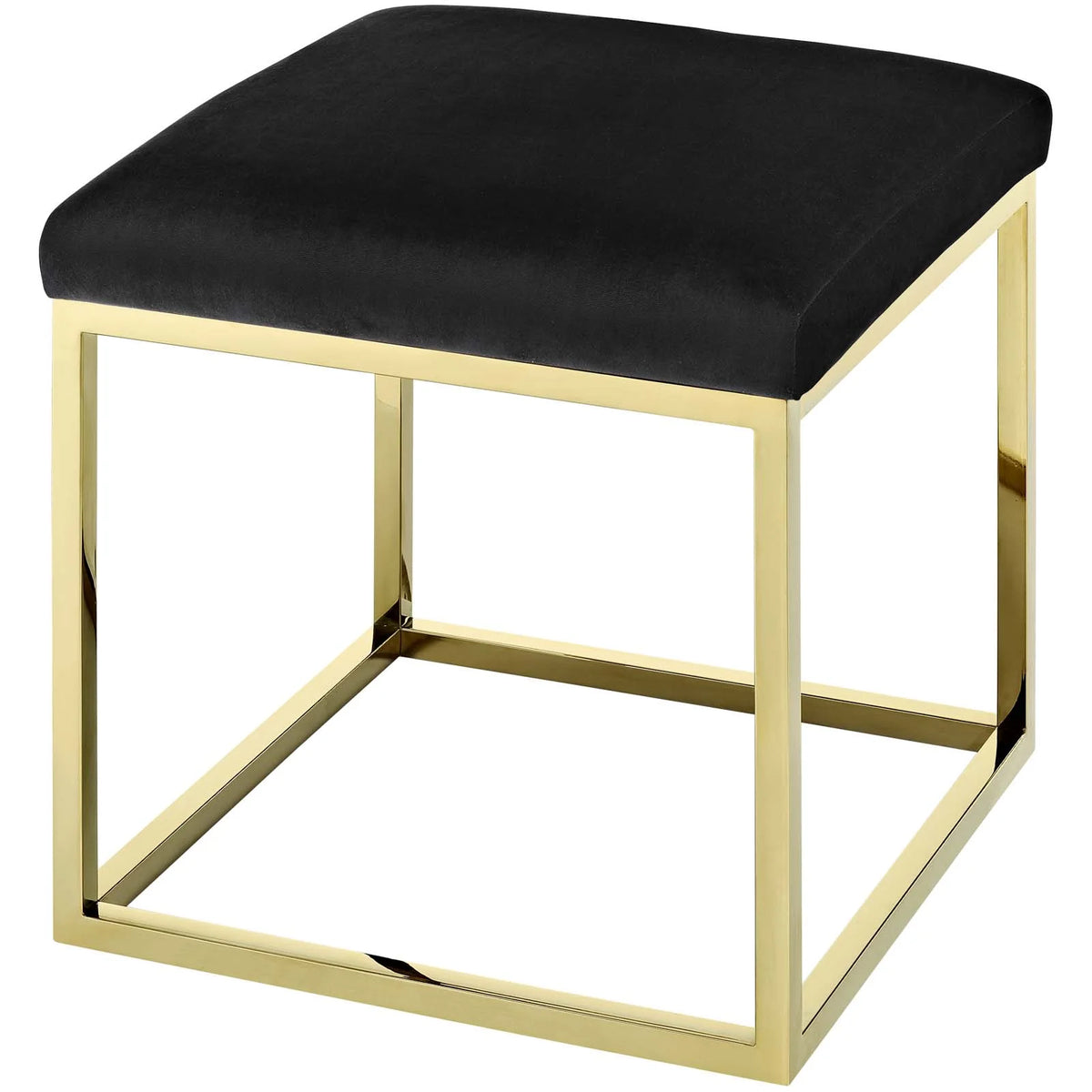 Gold Black Velvet Accent Chair Ottoman V339475